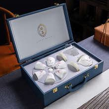 廠家直銷白瓷功夫茶具套裝家用簡約羊脂玉瓷蓋碗茶杯泡茶壺禮盒裝