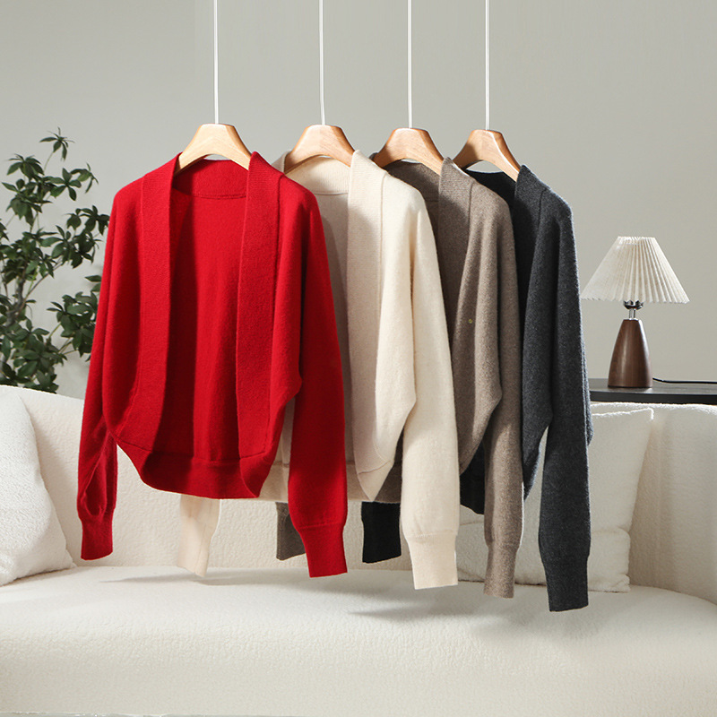 100% Pure Wool Shawl Cardigan for Women, Solid Color Long Sleeve Outerwear, Suitable for All Seasons, Shoulder Protection, Paired with Skirts, Cheongsam, Small Shirt, Vest 100% Pure Wool Shawl Cardigan for Women, Solid Color Long Sleeve Outerwear, Suitable for All Seasons, Shoulder Protection, Paired with Skirts, Cheongsam, Small Shirt, Vest