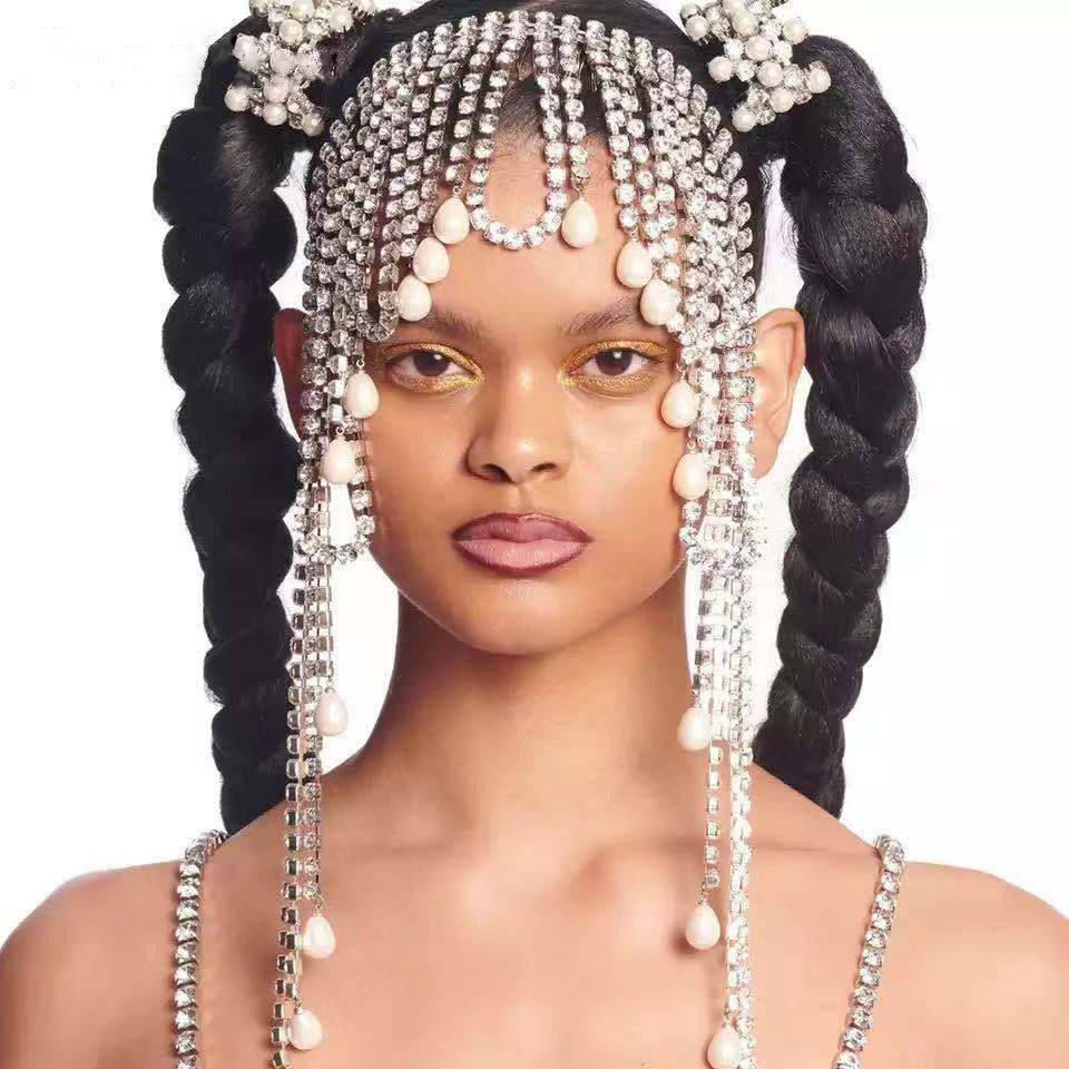 fashionable hair accessory with tassels pearl for bride