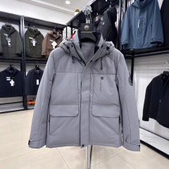 【雅家】高级灰 防污防风 品牌剪标冬季连帽柔软羽绒服08YA008