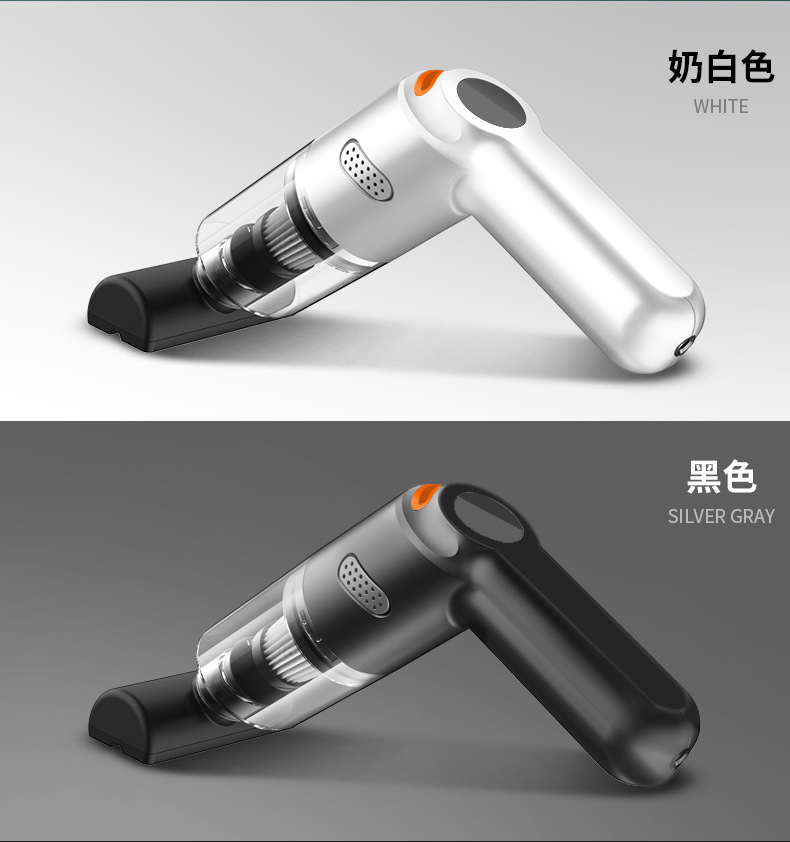 Car vacuum cleaner with strong suction, wireless charging, high-power, compact handheld, suitable for home use and pet hair cleaning