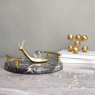 New Chinese Resin Snail Marble Tray Model Room TV Cabinet Living Room Coffee Table Home Soft Decorations Ornaments
