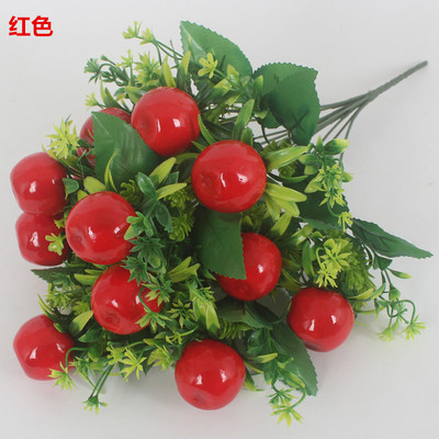 12 simulation Apple Red berries Fortune Fruiting decorate Place Man-made Artificial flower foam Bouquet of flowers Green plant Home