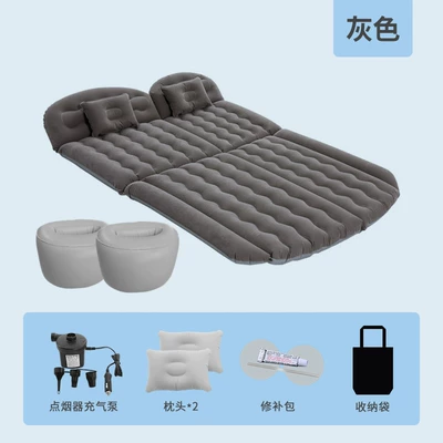 Rear Folding Travel Bed Camping — Vehicle-mounted inflatable bed - two-in-one-trunkbackseat-organizer-t-style-suv-gray-round-cushion