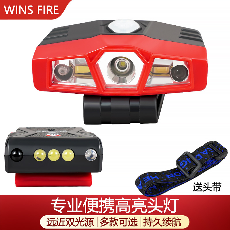 Transfronterizo al aire libre sombrero clip Luz Portátil multifuncional luz de emergencia USB recargable LED iluminación noche pesca montar faro