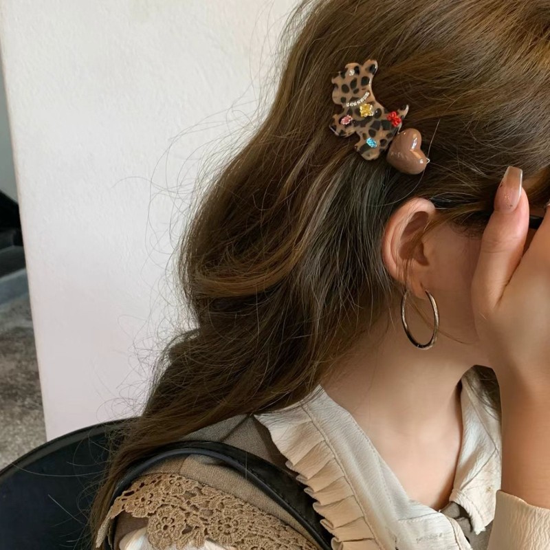 韩系小众设计感彩色点钻狗狗发夹女侧边刘海夹鸭嘴夹发卡夹子头饰|undefined
