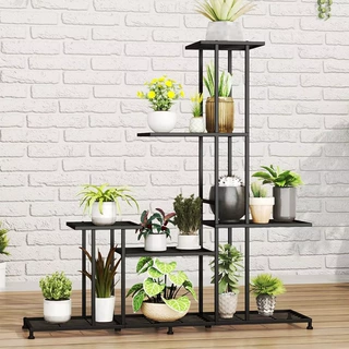 亚马逊金属花架室内花园庭院植物架5层大型多功能黑色装饰置物架
