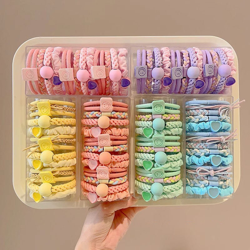 Banda de goma de color para niños niñas atadas cabello cuerda de cabello de alta elasticidad cuerda de cabello duradera de cabello de alta calidad anillo de cabello cubierta de cuero