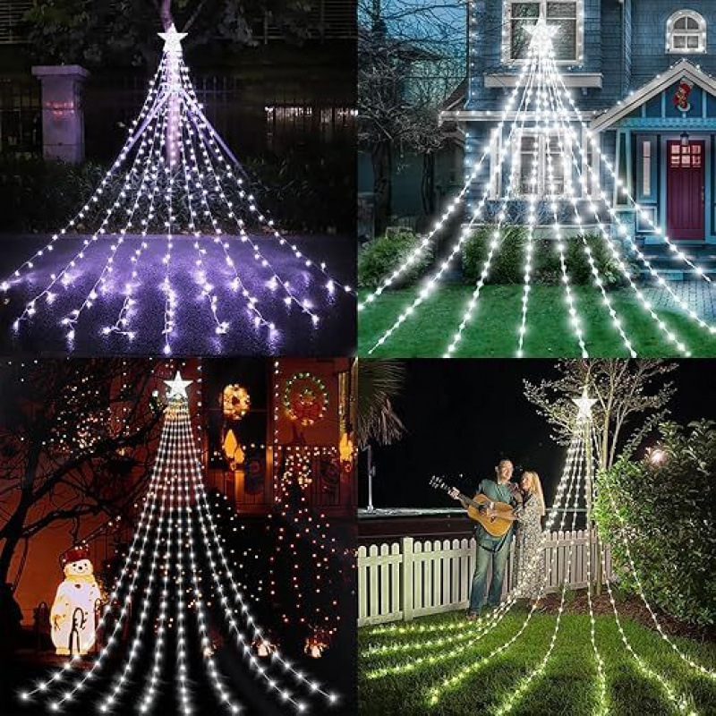 クロスボーダー新しい LED レザーライン滝ライト屋外中庭ホリデー装飾ライト防水電源クリスマスツリーライトストリング|undefined