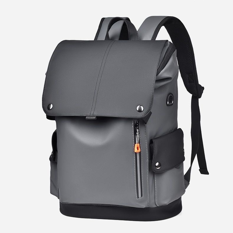 男性用フラップ式四角型通学バックパック大容量