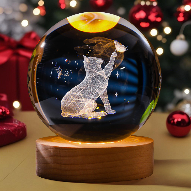 Astronauta luminosa bola de cristal lámpara de noche 3D escultura decoración de mesa para reuniones de estudiantes regalos personalizados