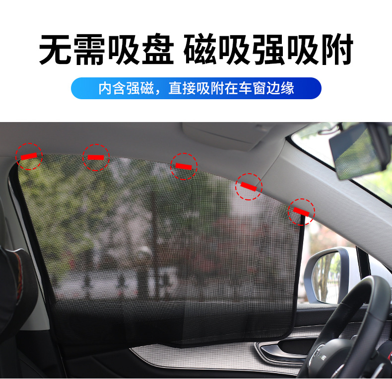 Car Sunshade Curtain for Side Windows, Rear Sun Protection for Children, Heat Insulation, Interior Glass Privacy Track Curtain