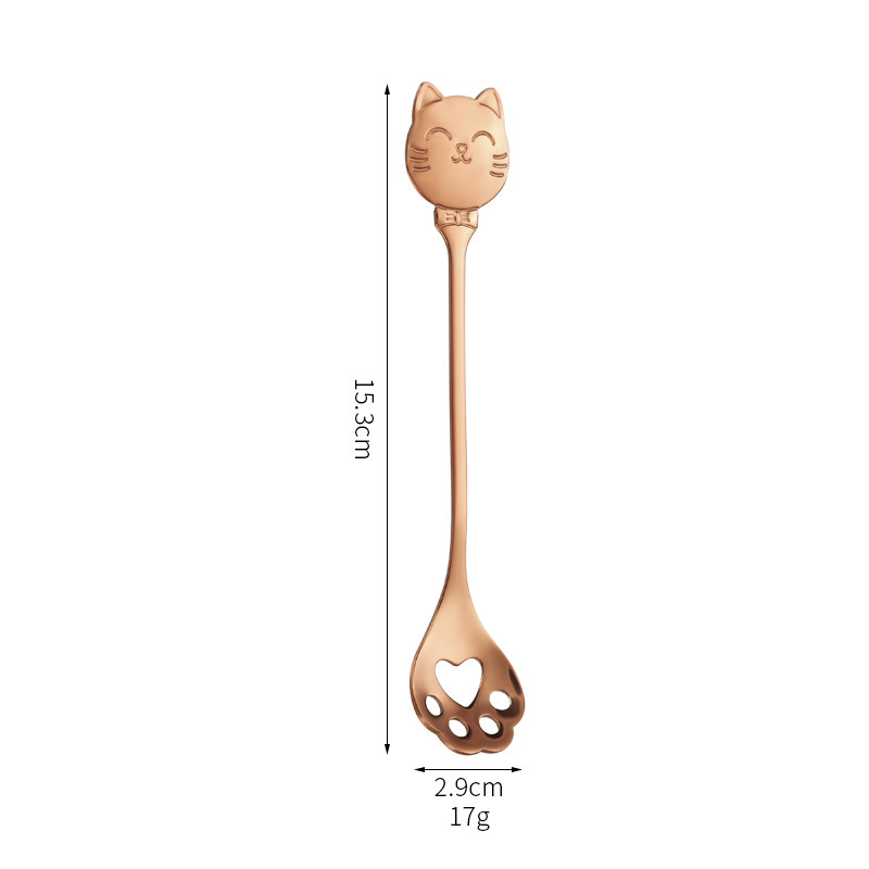 クロスボーダー新しいステンレス鋼猫スプーンクリエイティブ猫の爪コーヒー撹拌スプーンかわいい猫ロングハンドルデザートスプーンアイスクリームスプーン|undefined