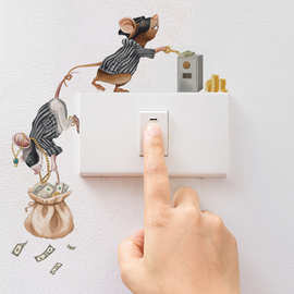 小老鼠开关贴可爱动物开关装饰贴画浴室卧室房门边开关美化墙贴