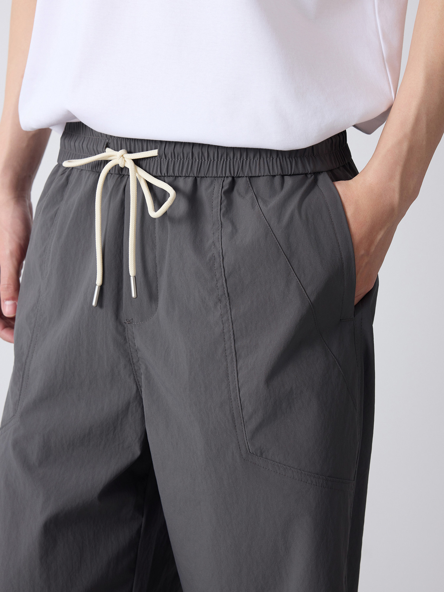 Quần jogger nam dáng rộng thùng thình phong cách thể thao thành phố, cạp chun — đen