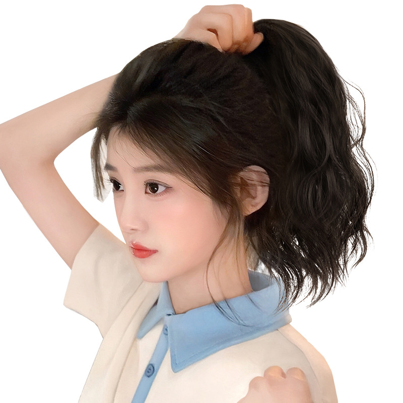 Peluca de cola de caballo hembra Artificial Completo cabello humano alta Cola de Caballo pieza clip luz giro trenza pelo rizado se puede atar Cola de Caballo falsa ligera