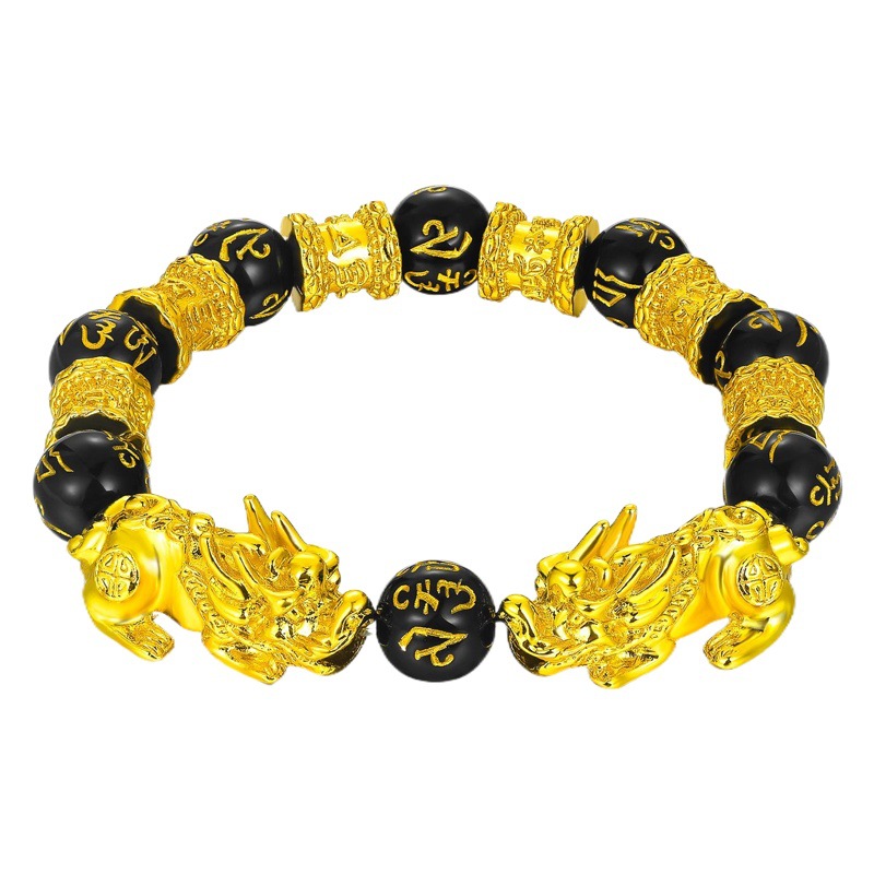 Color-Preserving Vietnamese Sand Gold Pixiu Bracelet Imitation Gold 3D Hard Pure Gold Pichu Bracelet for Men Pinduoduo Kuaishou Supply