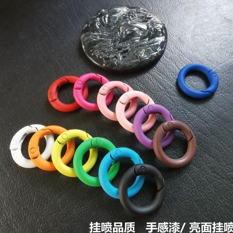 DIY Jewelry Accessories 25mm Metal Painted Colorful Card Rings Spring Clasps Key Rings Round Bead Hanging Rings