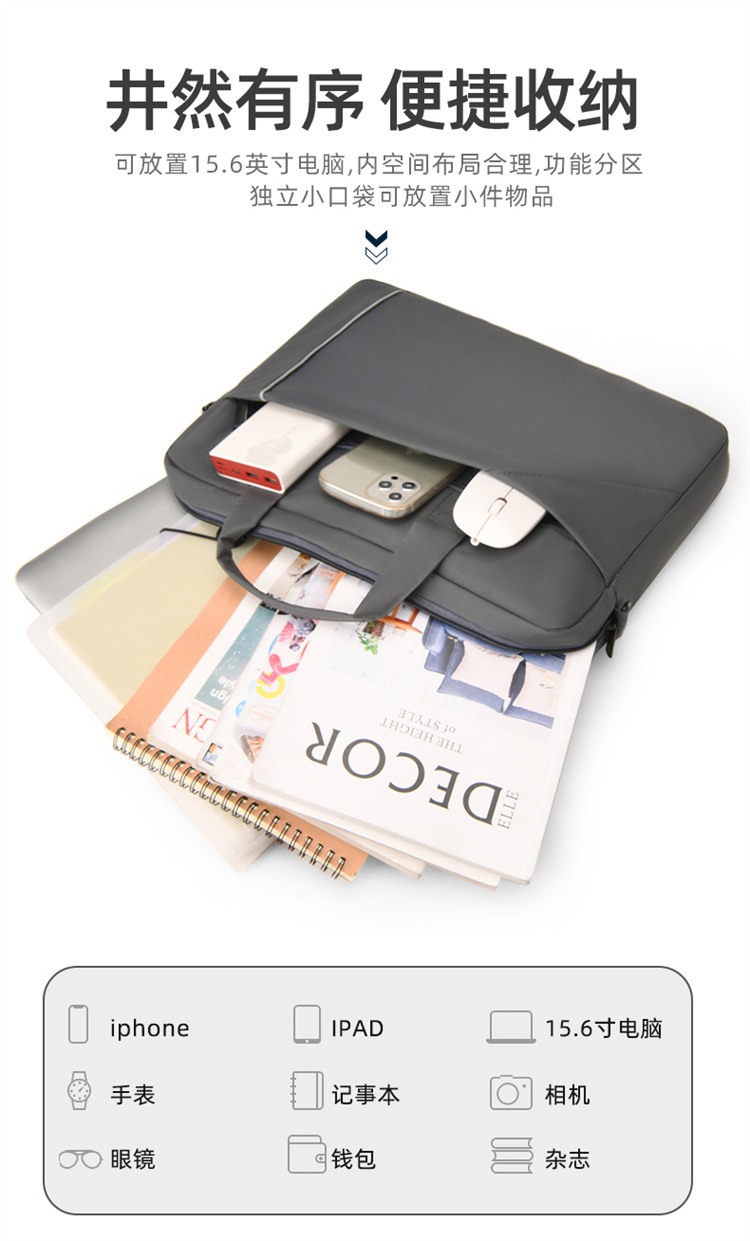 Notebook bag and handbag are suitable for Lenovo, Huawei, Apple, Dell, HP, ASUS, business trip briefcases, and can be carried diagonally on one shoulder undefined