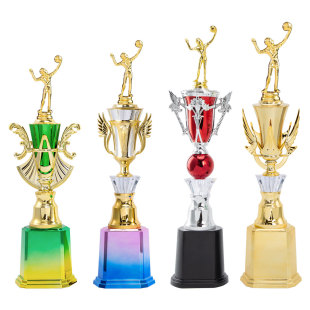 Cross-Border Volleyball Trophy Custom Beach Indoor Volleyball Sports Competition Creative Plastic Trophy Custom Wholesale Engraving