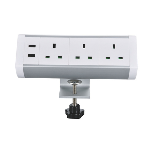 American-style desktop power outlet, multi-functional: 3 EU plugs + 2 USB charging ports—table-mounted, no drilling required