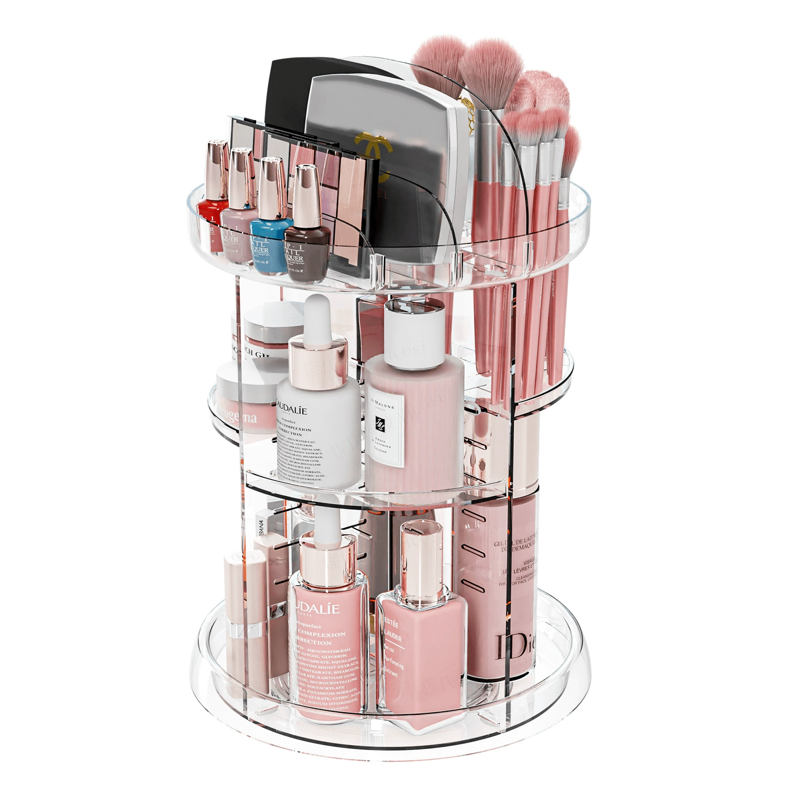 Rotating Countertop Storage Rack, Multi-Layer Cosmetic Organizer, 2–3 Tier Rotating Box