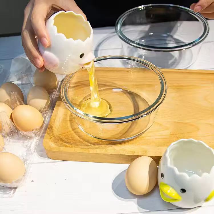 Gadget de cocina transfronteriza separador de clara de huevo lindo cerámica de huevo escupidor de yemas de huevo doméstico filtro de huevo de cocina
