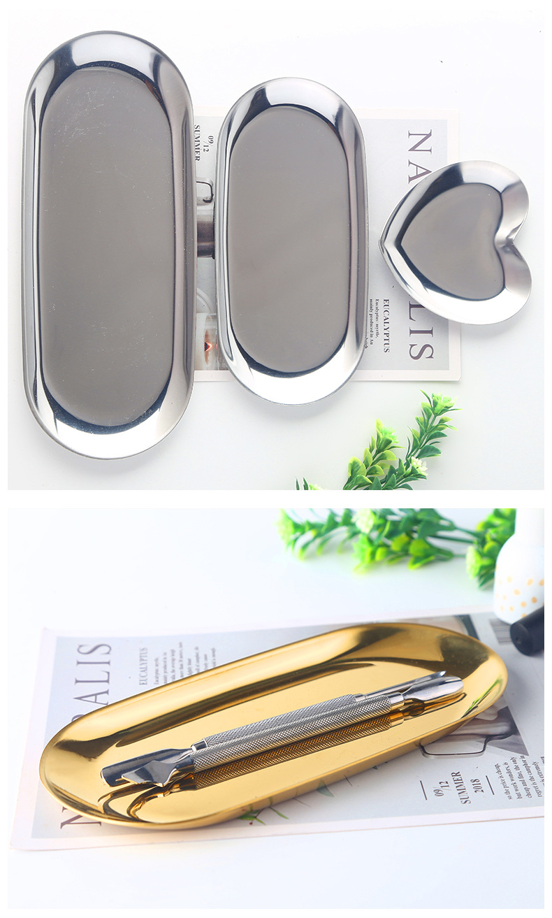 Casual Oval Heart Shape Stainless Steel Metal Storage Tray display picture 1