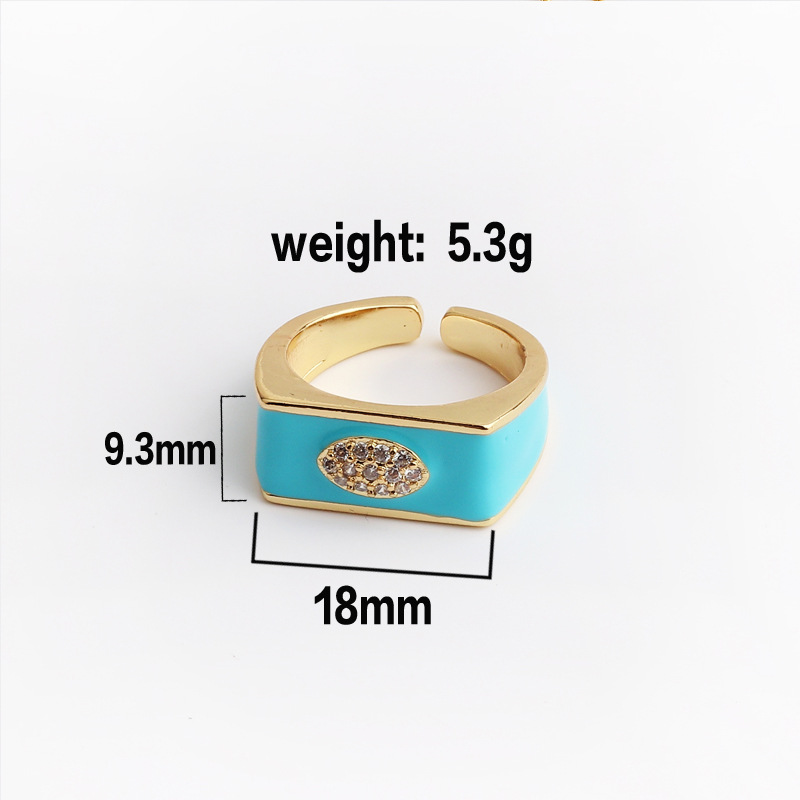 Retro Geometric Eye Copper Open Ring Inlay Zircon Copper Rings