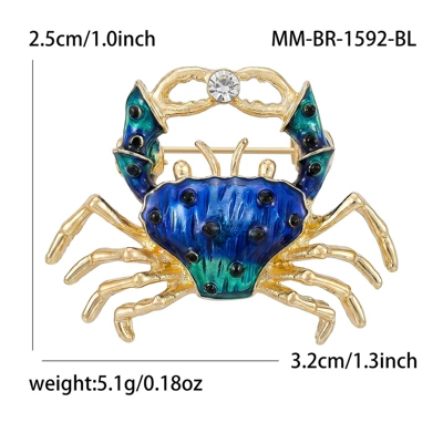 Alloy Enamel Crab Brooch, Yaxa sancaqları