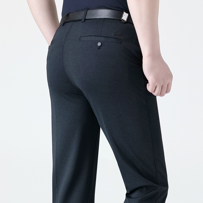 Men's Casual Pants for Summer, Thin Business Style, Slim Fit, Comfortable Straight-Leg Pants, Wrinkle-Free, Middle-Aged Men's Pants Wholesale Men's Casual Pants for Summer, Thin Business Style, Slim Fit, Comfortable Straight-Leg Pants, Wrinkle-Free, Middle-Aged Men's Pants Wholesale