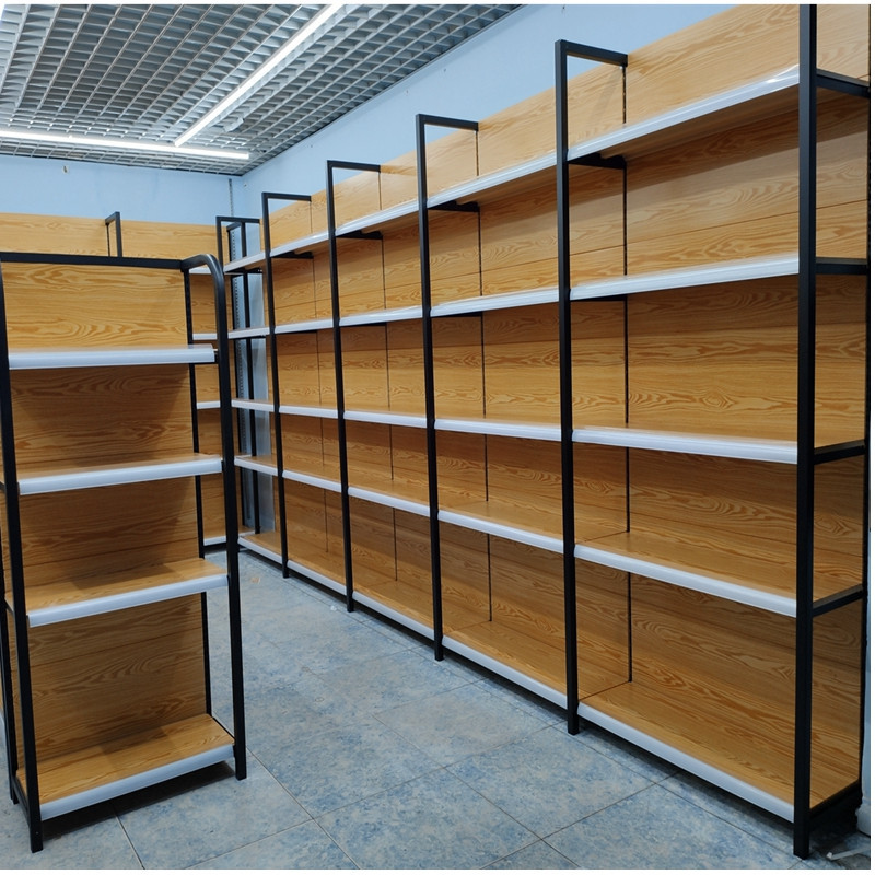 木纹超市货架便利店母婴店展示架多层多功能文具商店小卖部零食架