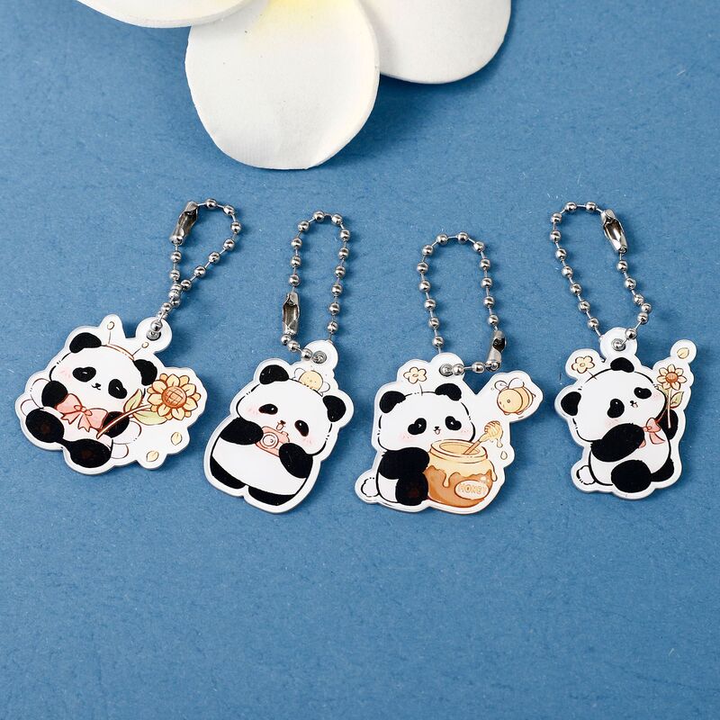 Cute Cartoon Graffiti Panda Pendant Pencil Panda Gift Keychain for Girls and Students, Playful Gift Ornament