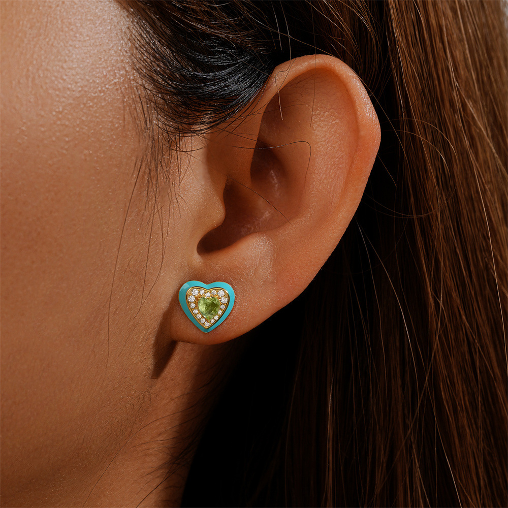 4g Weight 925 Sterling Silver Ear Needle Material Zircon Inlay Material Ear Studs Classification 1 Pair Quantity Holiday, Daily Occasion 925 Sterling Silver Material Heart Shape Pattern Women's Gender Plating Design Elegant, Simple Style Style 1 Pair 925 Sterling Silver Zircon Heart Shape Ear Studs 12