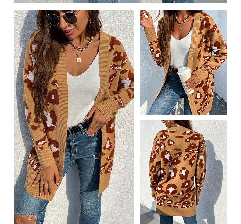 long leopard printed knitted cardigan nihaostyles clothing wholesale NSMMY84049