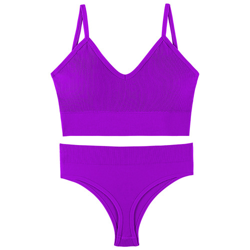 Women's bra without steel ring push-up sexy beautiful back bottoming underwear set thin triangle cup sports vest bra