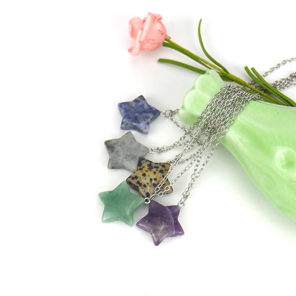15g Weight Pendant Necklace Classification 1 Piece Quantity Street Occasion Crystal Material Star Pattern Women'S Gender Handmade Design Simple Style Style Simple Style Star Crystal Handmade Pendant Necklace 1 Piece 3