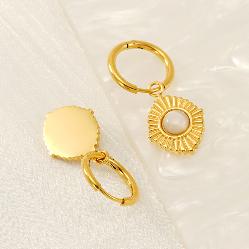 Pendientes de ópalo de acero inoxidable de 18K estilo INS europeo y americano pendientes de acero de titanio de nicho pendientes retro joyas al por mayor