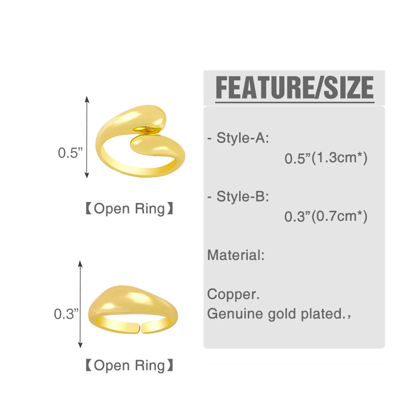 Wholesale Jewelry Glossy Water Drop Copper Ring Nihaojewelry display picture 1