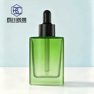 定制15ml 30ml透明扁方滴管精油瓶 化妆品玻璃精华液瓶