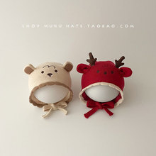 婴儿帽子冬天毛线帽男女宝宝加厚保暖卡通可爱护耳帽婴幼儿针织帽