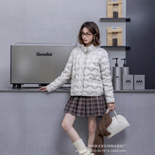 琪镌绘制羽绒服女冬季新款立领格子纯色洋气白鸭绒保暖外套89203