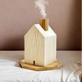 跨境新款木质线香盒小房子造型盘香盒室内熏香炉松木塔香炉盘香盒