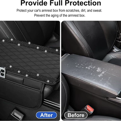 Armrest box pad: Diamond-Patterned Car Storage Armrest