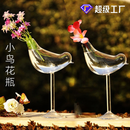 Rustic Glass Vase Creative High-Heeled Bird Vase Home Decor Ornament Hotel Decorative Vessel