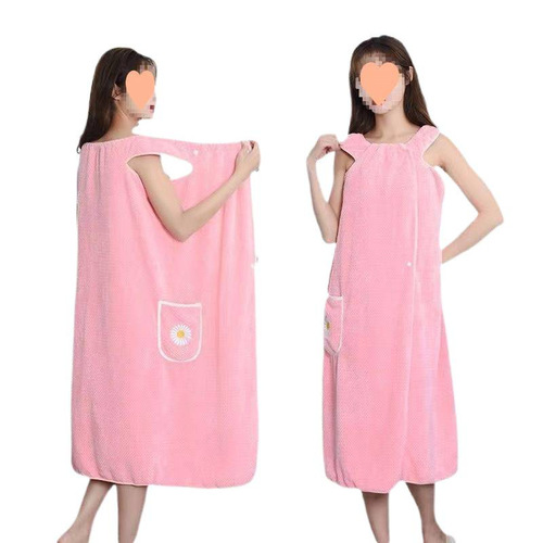 Extra large size wearable bath towel New women's suspender bathrobe bath skirt is thicker for adults than pure cotton absorbent wearable