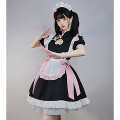 Original Chinese style maid outfit Lolita COS hollow new Chinese style cheongsam maid uniform suit dress