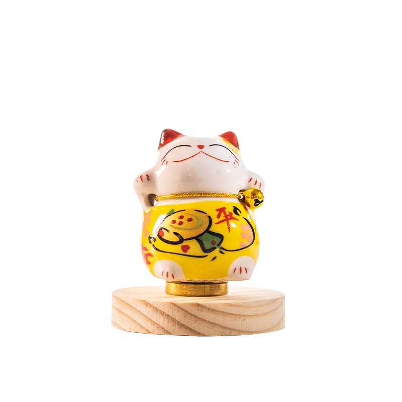 陶瓷小摆件招财猫车内摆件转转猫汽车内饰品小号迷你招财猫小摆件|undefined