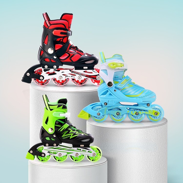 Cougar Skates Children Lightning 3-5-6-8-10 Years Old Adjustable Roller Skates Roller Skates Beginner Men and Women