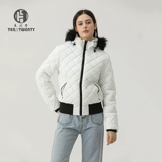 【外贸棉衣】欧美女装秋冬棉服外套代工棉衣工厂毛领连帽服装贴牌